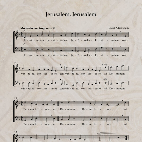 Jerusalem, Jerusalem T/B PDF Score