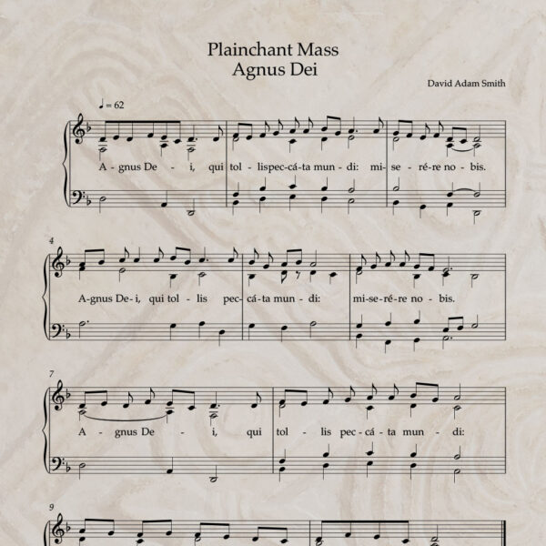 Plainchant Mass - Agnus Dei w/ organ accompaniment PDF Score