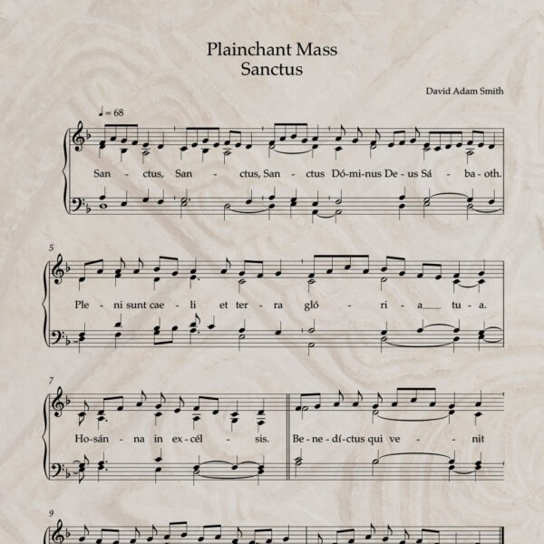 Plainchant Mass - Sanctus w/ organ accompaniment PDF Score